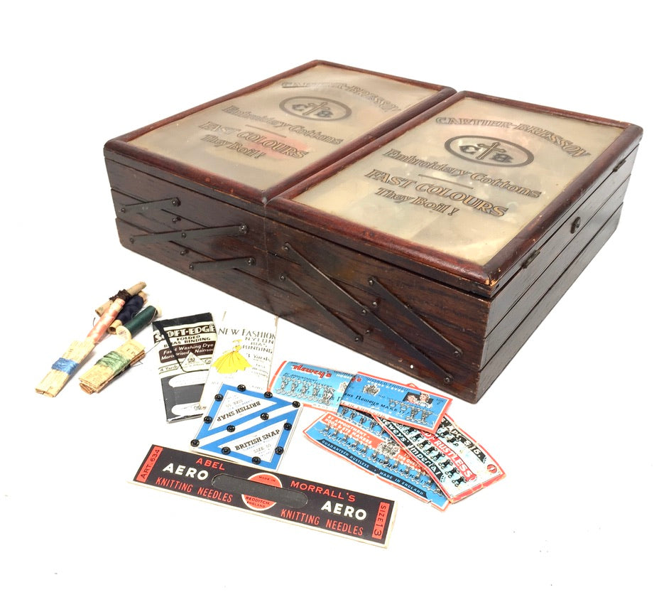 Antique Haberdashery Shop Display Cartier Bresson Cotton Cantilever Sewing Box