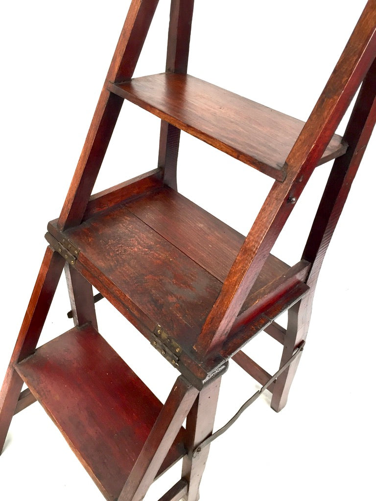 Antique 19th Century Wooden Oak Metamorphic Library Chair / Steps / Victorian