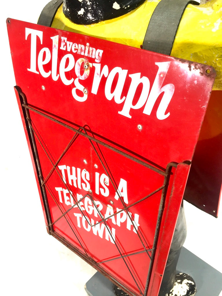Life-Size Antique Advertising Display – 1970s Evening Telegraph Paper Boy