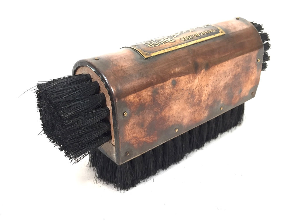 Antique Advertising - Copper The Truine Brush Brighton Shoe Shine Brush & Cloth