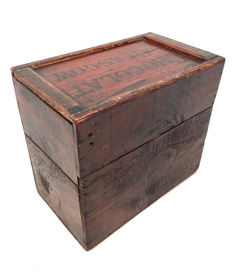 Antique Advertising Wooden Reeves Marzipan Walnut Confectionery Shop Display Box