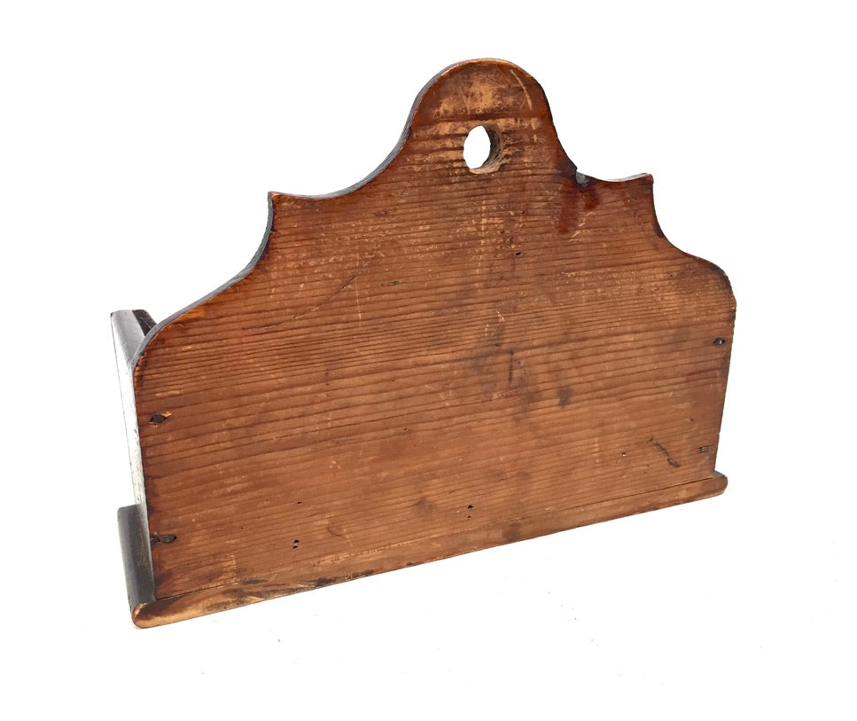 Antique Wooden Stained Pine Wall Hanging Candle Box Church Salvaged c.1900