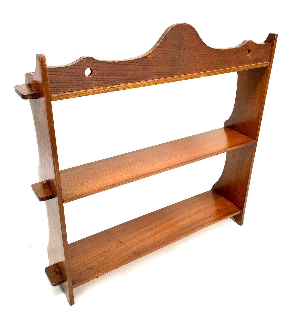 Antique Wooden Hand Carved Arts & Crafts Wall Hanging Peg Shelf / Display c.1930