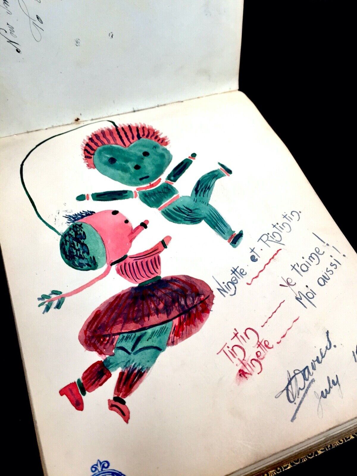 Antique 1920s Leather Bound Sketch Book / Artist / Art Album / Diary