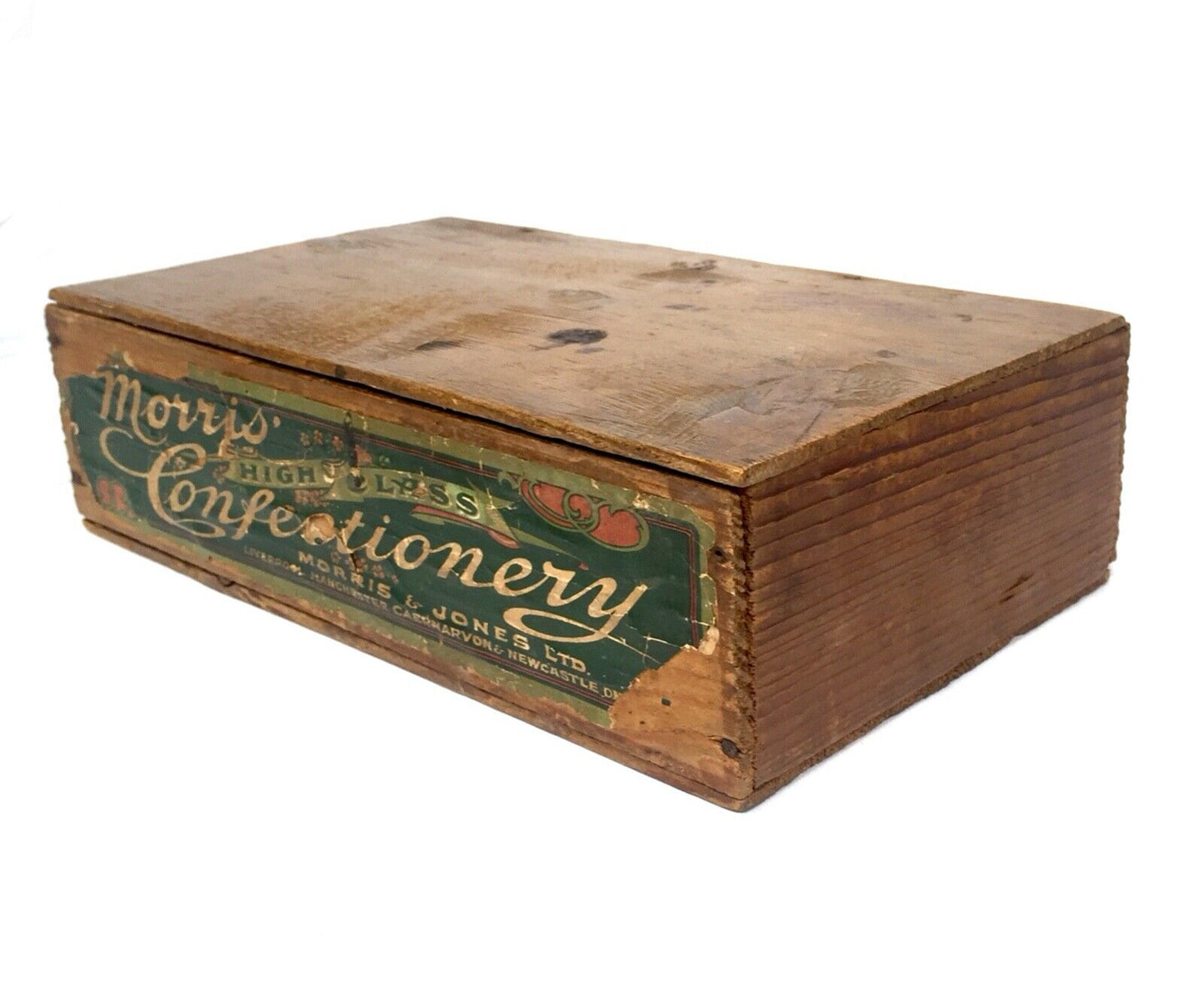 Antique Advertising - Morris & Jones Confectionery Wooden Shop Display Box Crate