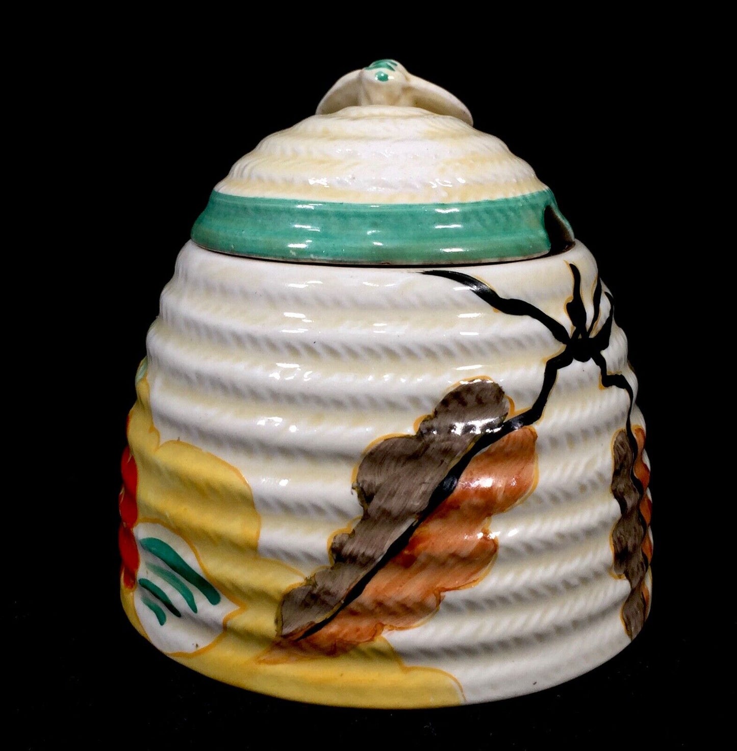 Antique Clarice Cliff - Green Alton Beehive Honey Pot c.1933 Pottery / Bizarre