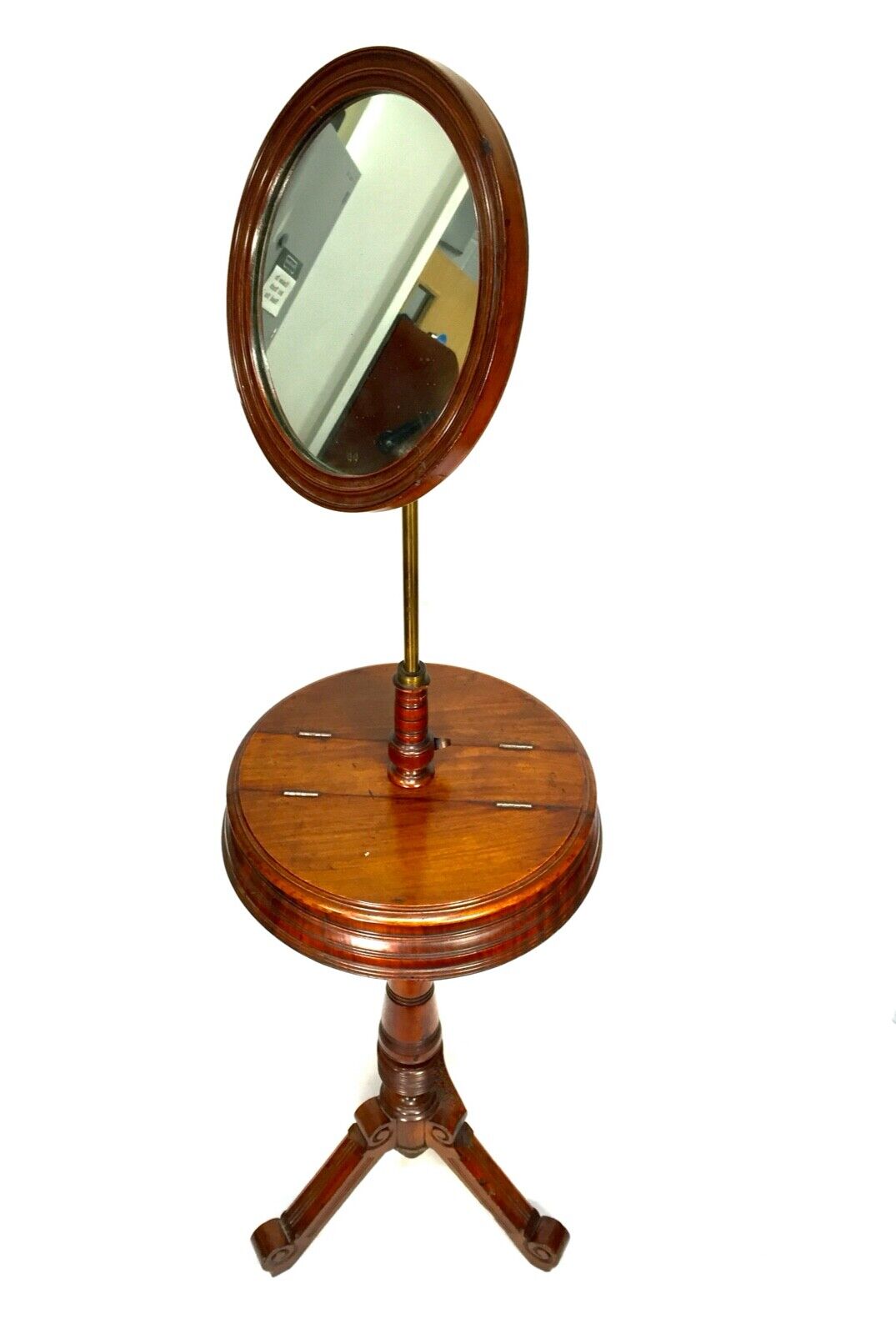 Antique Victorian Mahogany Adjustable Gents Shaving Stand / Makeup Mirror