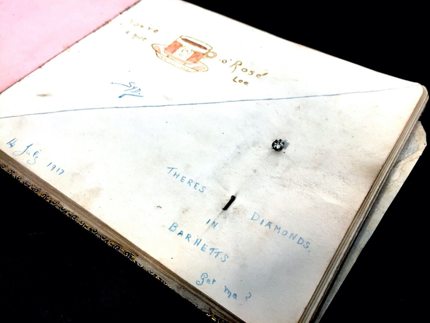 Antique 1920s Leather Bound Sketch Book / Artist / Art Album / Diary