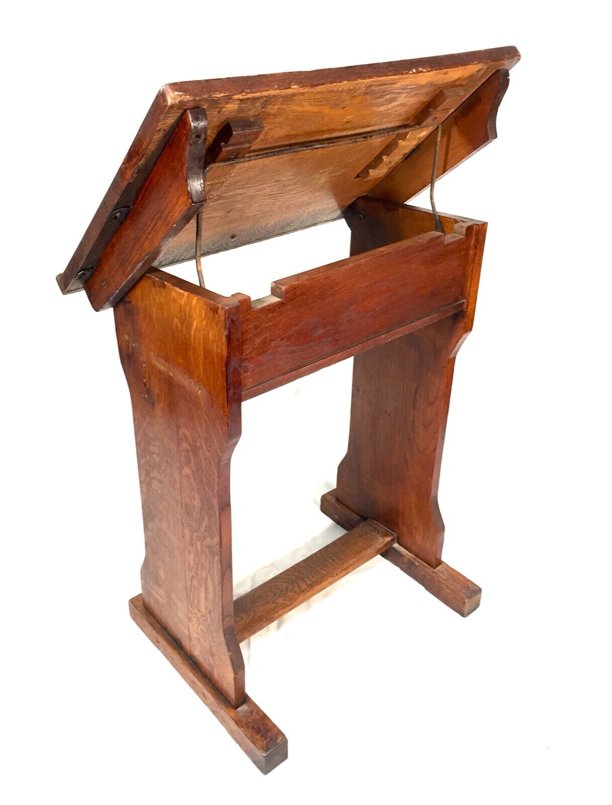 Antique Solid Oak Wooden Adjustable Lectern / Book Stand / Restaurant c.1920
