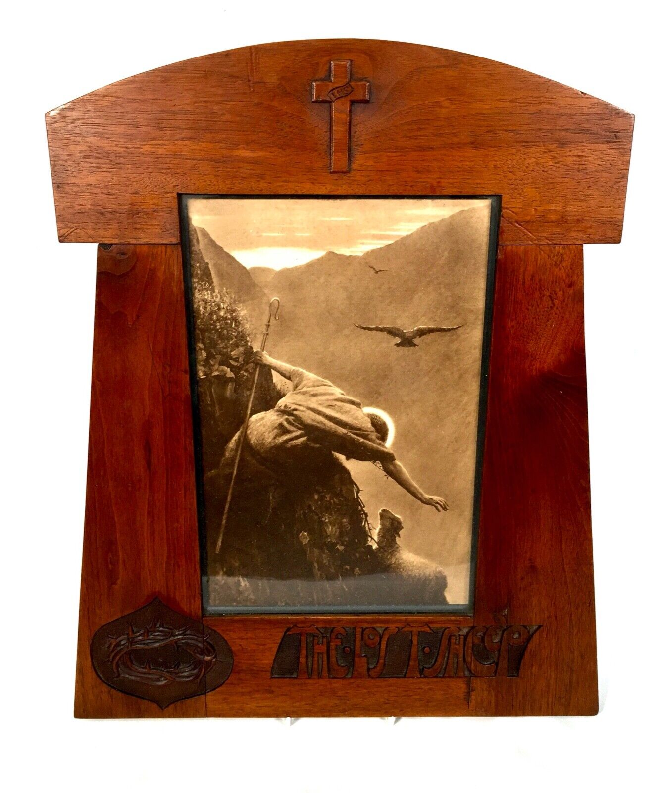 Antique Religion Interest - The Lost Sheep Framed Print c.1900 Story / Wall Hang