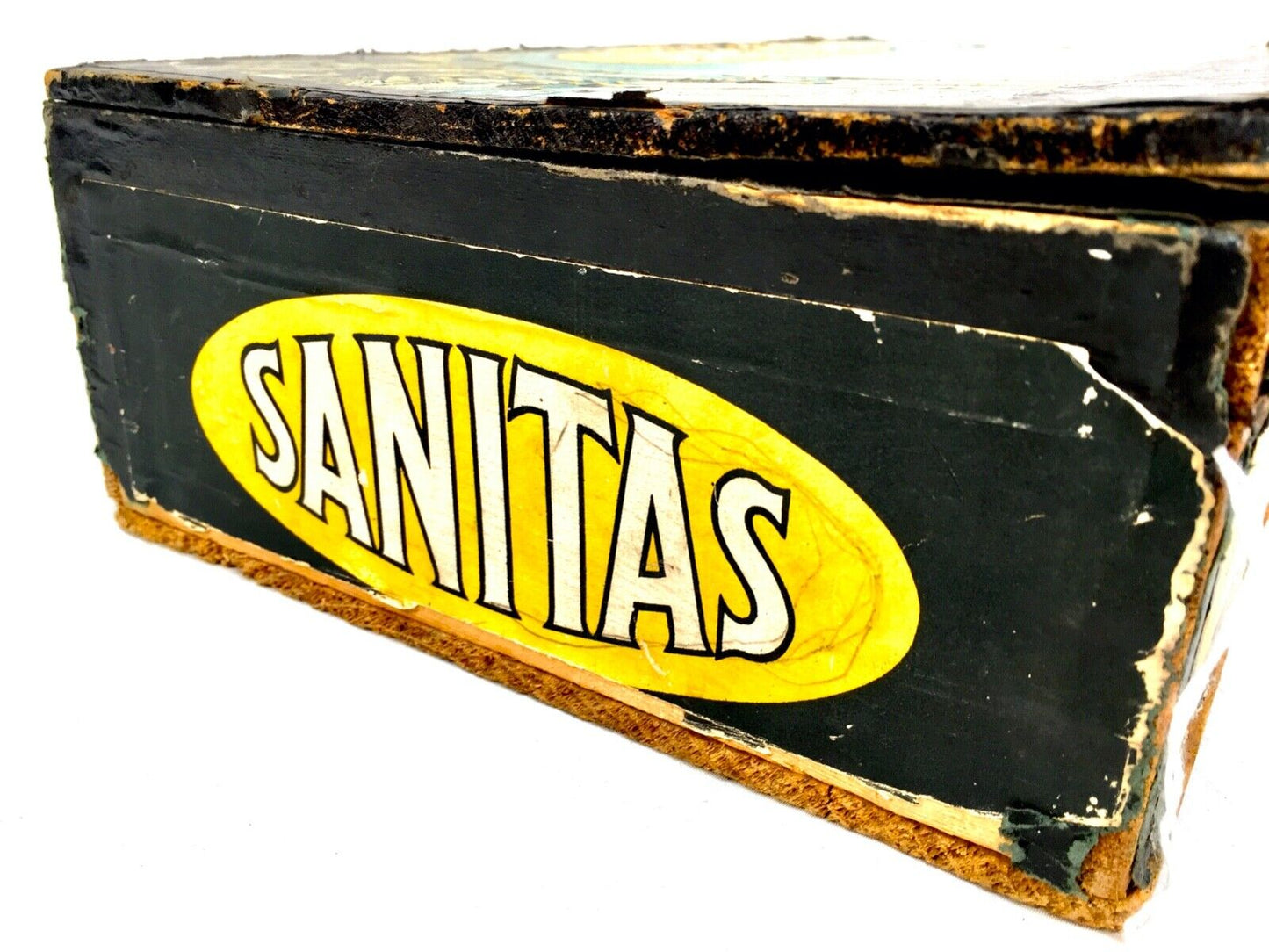 Antique Advertising - Sanitas Soap Wooden Pine Shop Counter Display Box Crate