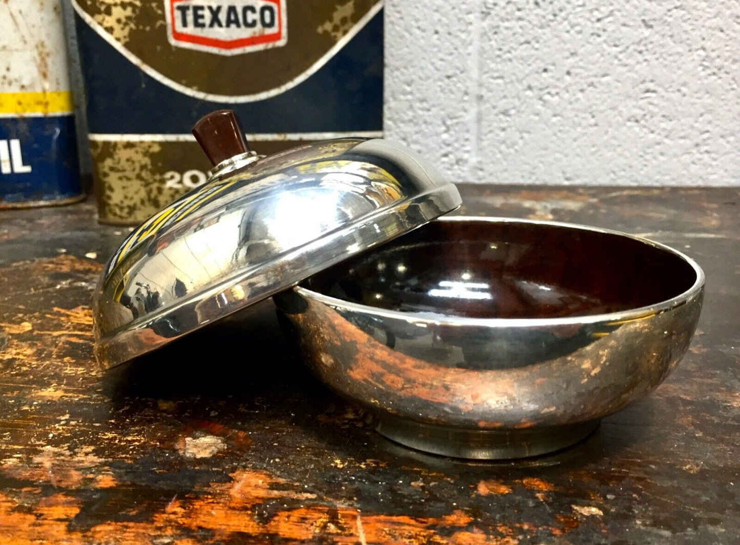 Antique Sterling Silver & Bakelite Art Deco Tabletop Trinket Pot / B'ham 1933