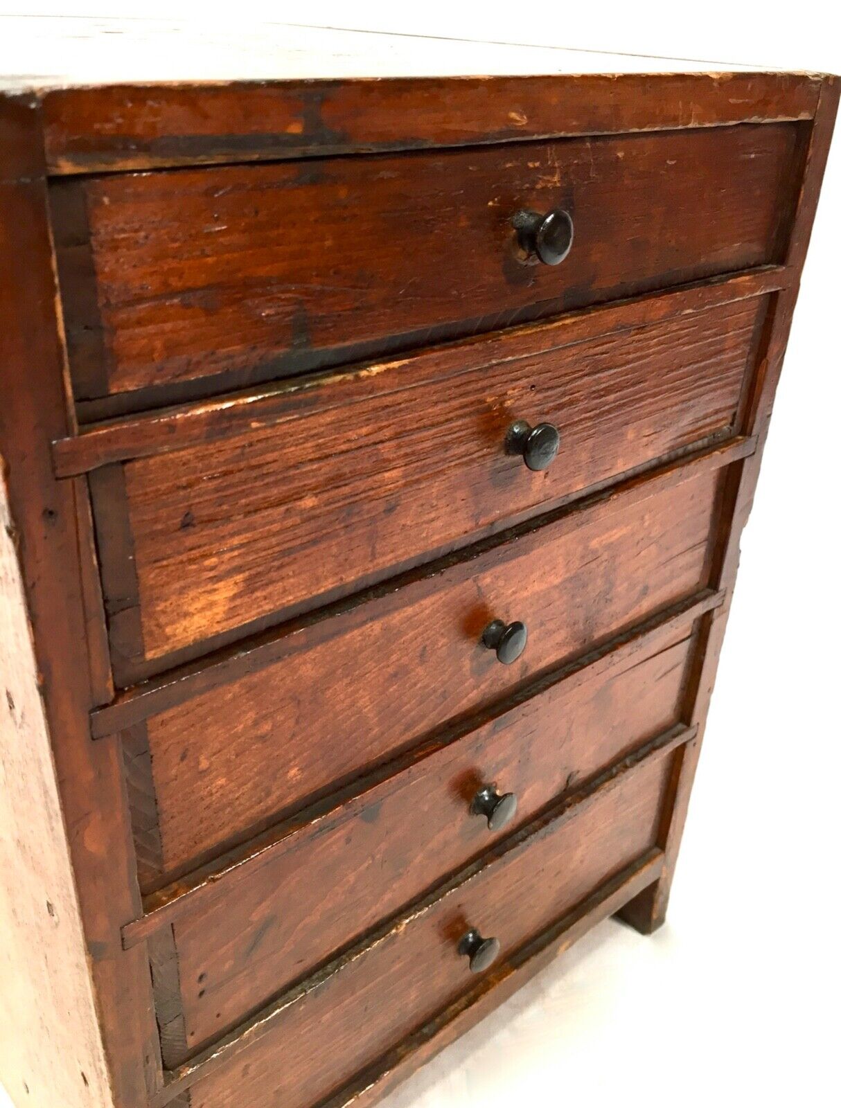 Antique Horologist Wooden Tabletop Collectors Cabinet Chest of Drawers c.1900