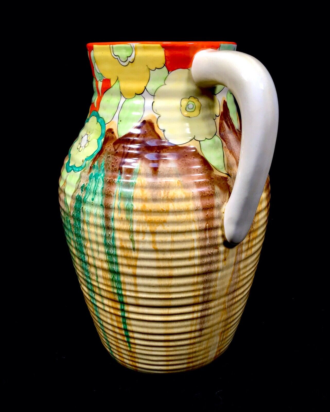 Antique Clarice Cliff - Jonquil Lotus Jug / Large / Art Deco Pottery / Bizarre