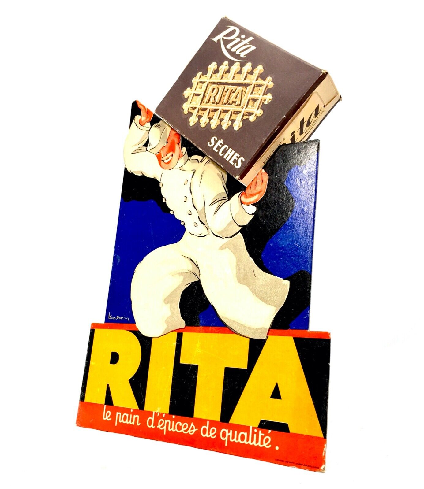 Antique Advertising - 1930s French Bakery Counter Show Card for Rita Gingerbread