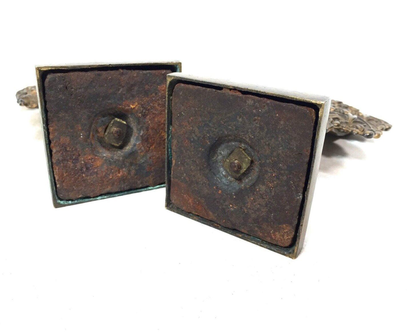 Antique Pair of 19th Century Ornate Bronze Desktop Letter Holder Rack Stands