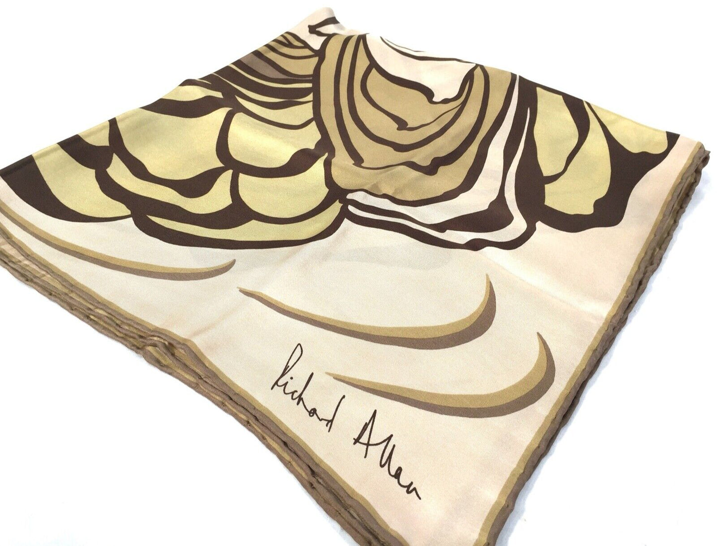 Vintage Clothing - Richard Allan Cream Flower Silk Square Scarf