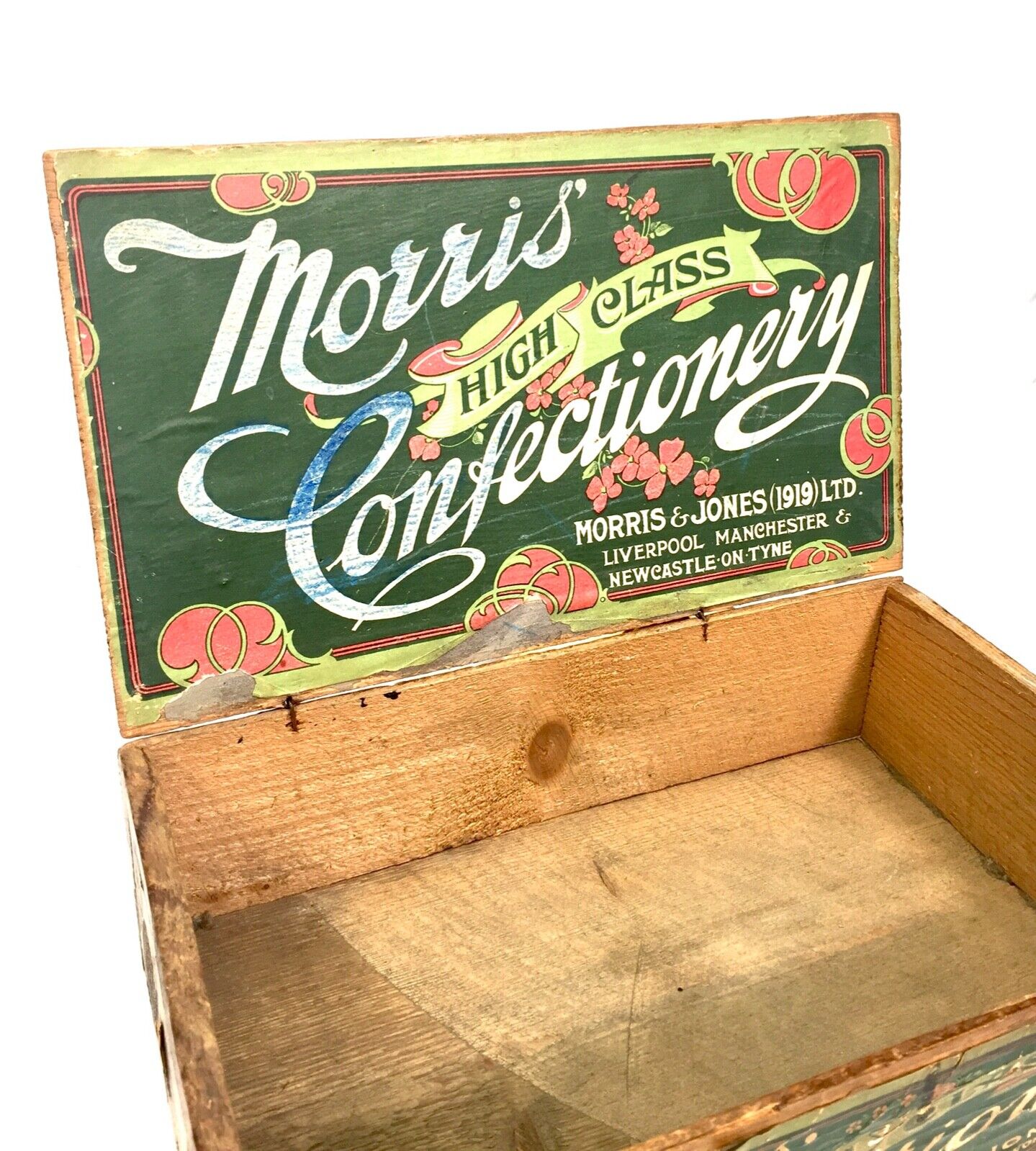 Antique Advertising - Morris & Jones Confectionery Wooden Shop Display Box Crate