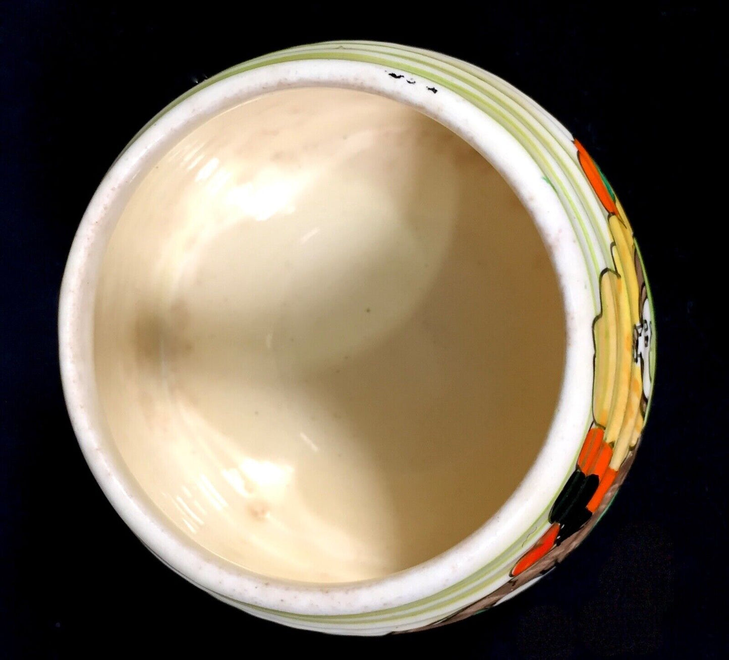 Antique Clarice Cliff - Lorna Preserve / Honey Pot c.1935 Art Deco Pottery