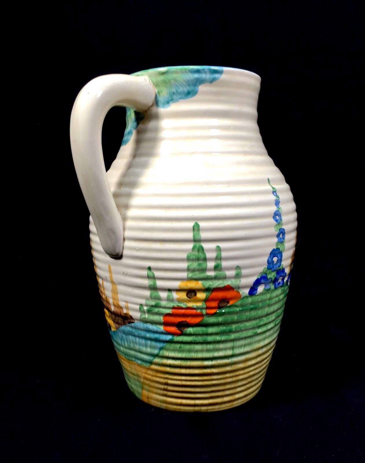 Antique Clarice Cliff Fragrance Lotus Jug Large / c1935 Art Deco Pottery Bizarre