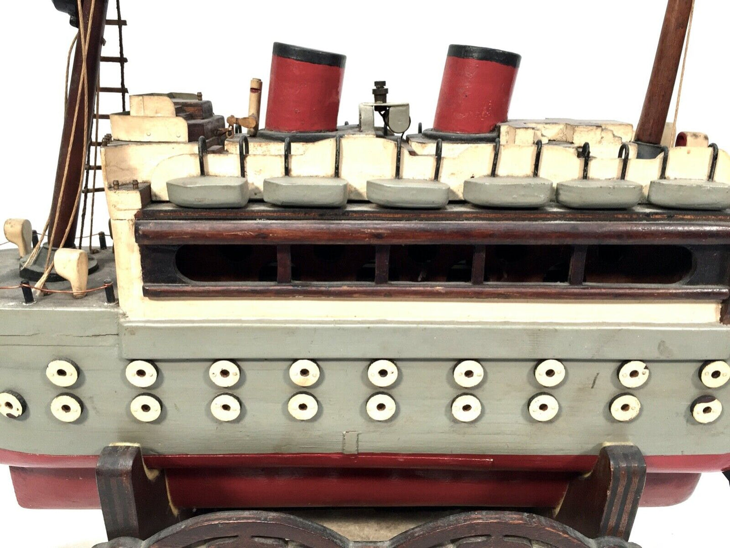 Antique 1951 Festival of Britain Scratch Built Model of a Ship on Display Stand