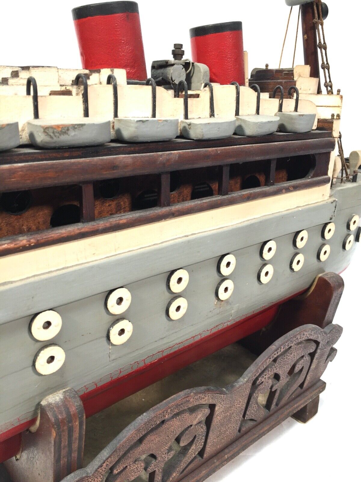 Antique 1951 Festival of Britain Scratch Built Model of a Ship on Display Stand