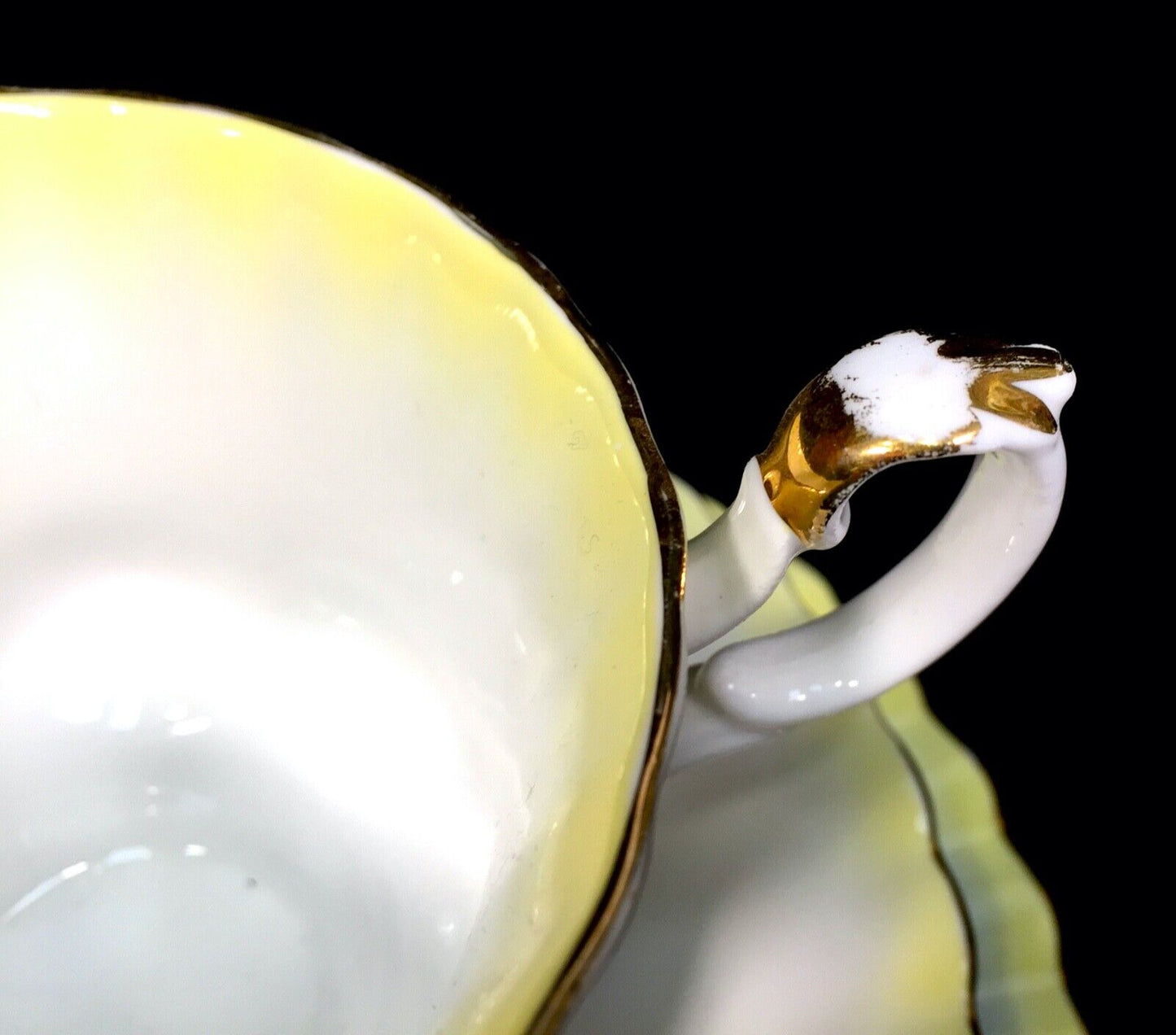 Vintage Royal Albert Rainbow Yellow & White Bone China Tea Trio / Cup / Saucer