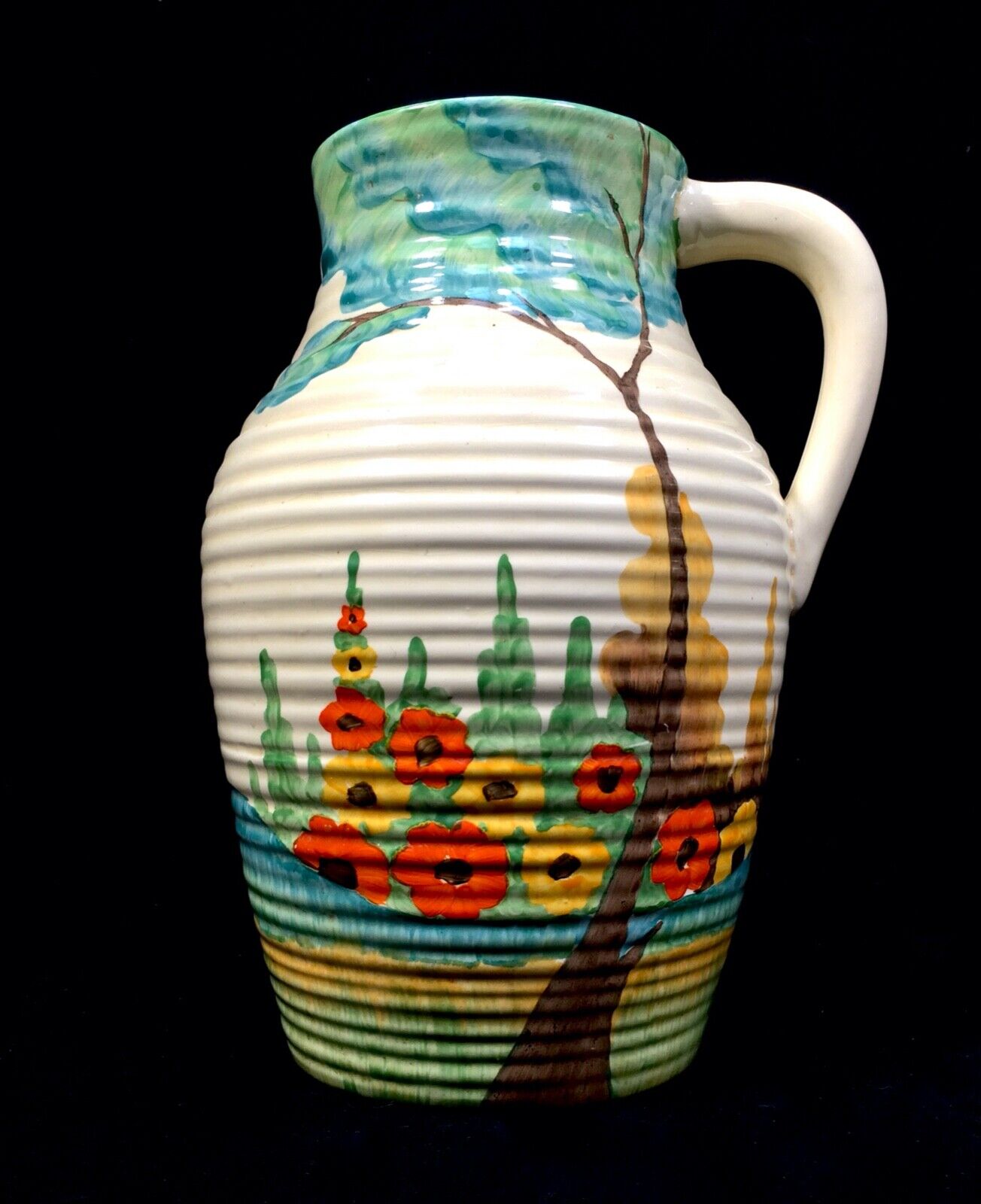 Antique Clarice Cliff Fragrance Lotus Jug Large / c1935 Art Deco Pottery Bizarre