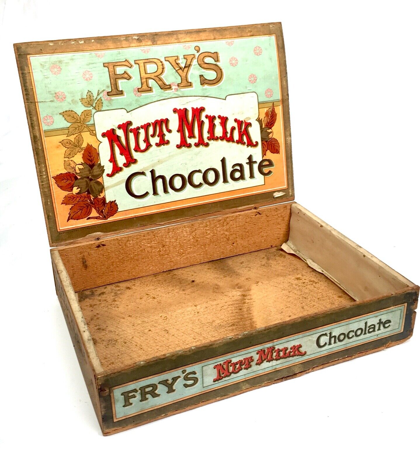 Antique Advertising - Fry's Nut Milk Chocolate Wooden Shop Display Box / Crate