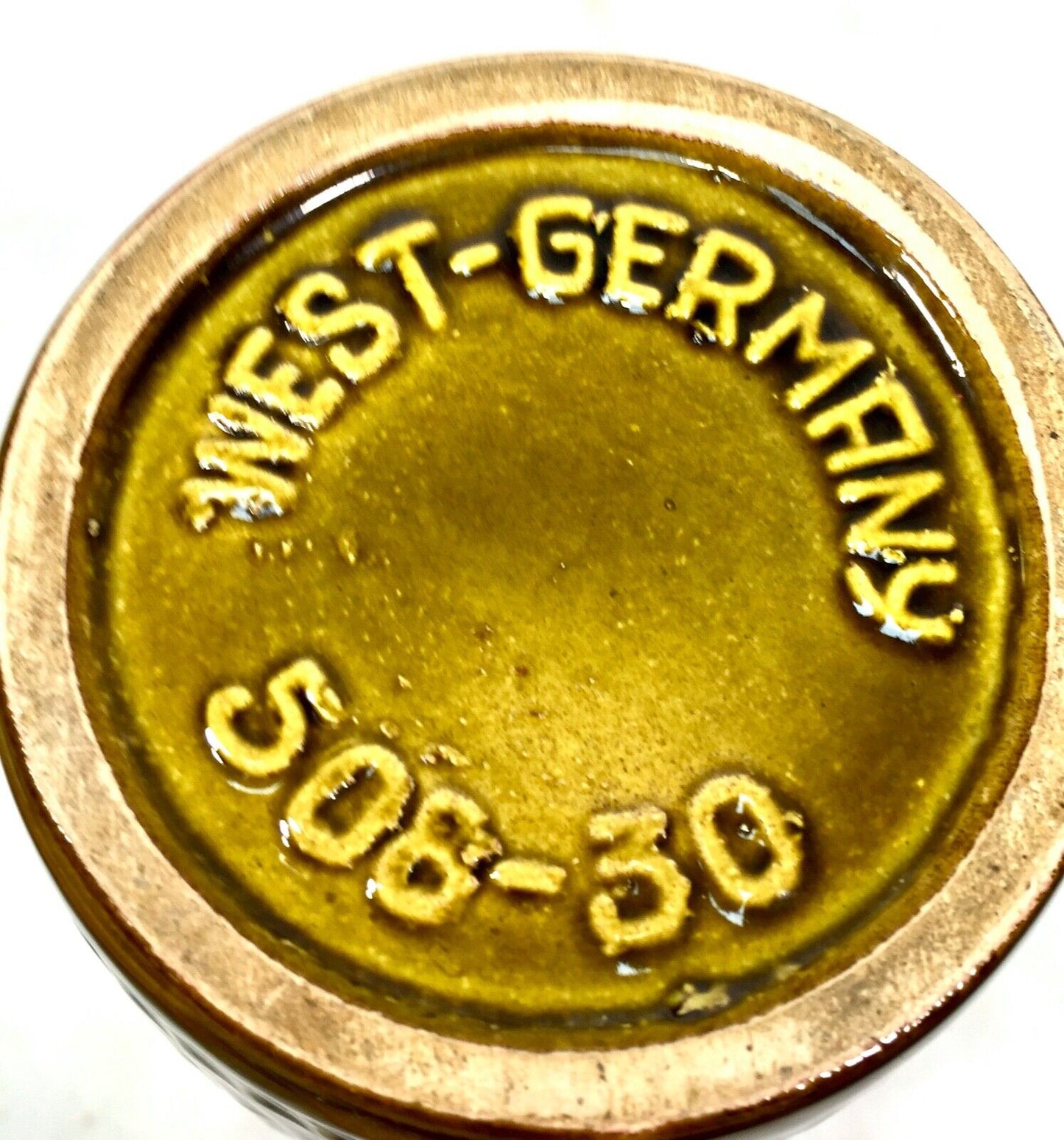 Vintage 1970s West German Pottery Vase Green & White / Purple & Yellow / Large