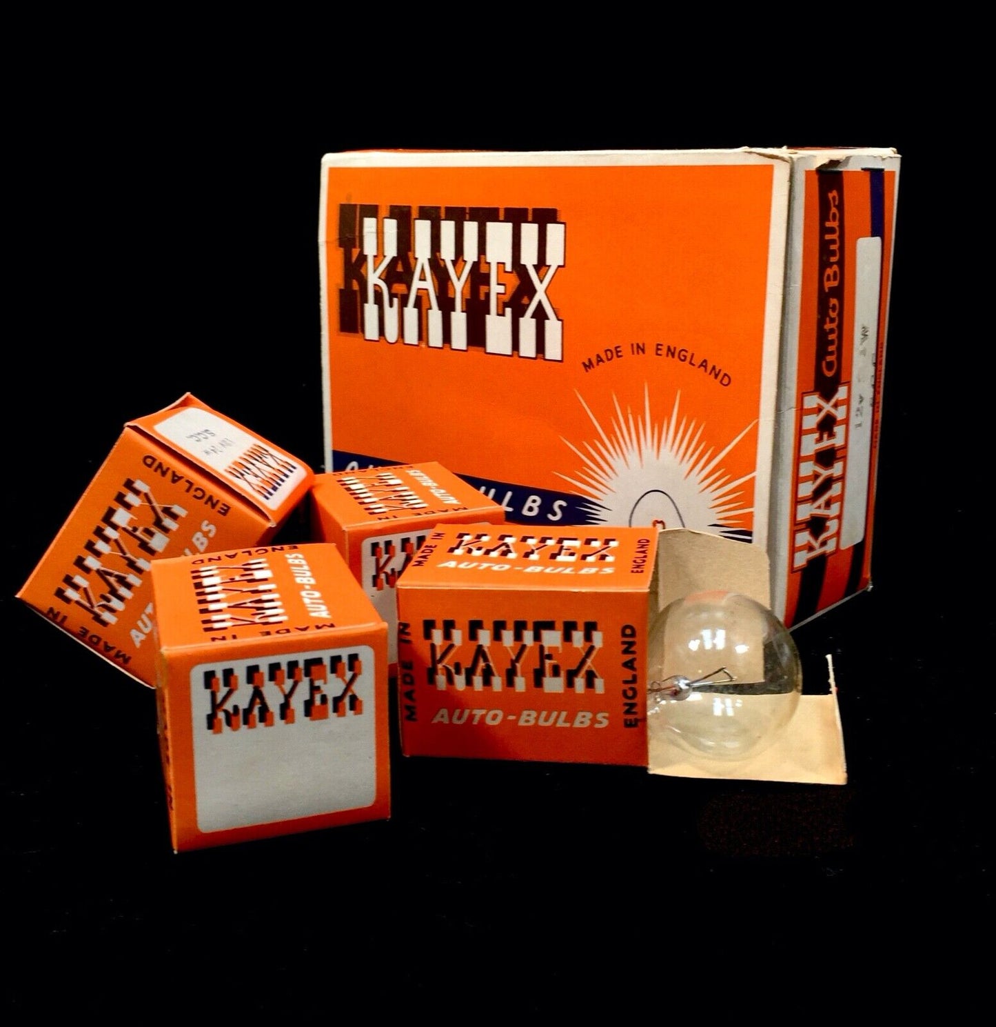 Antique Automobile Advertising Shop Display Counter Top Showcard Box Kayex Bulbs