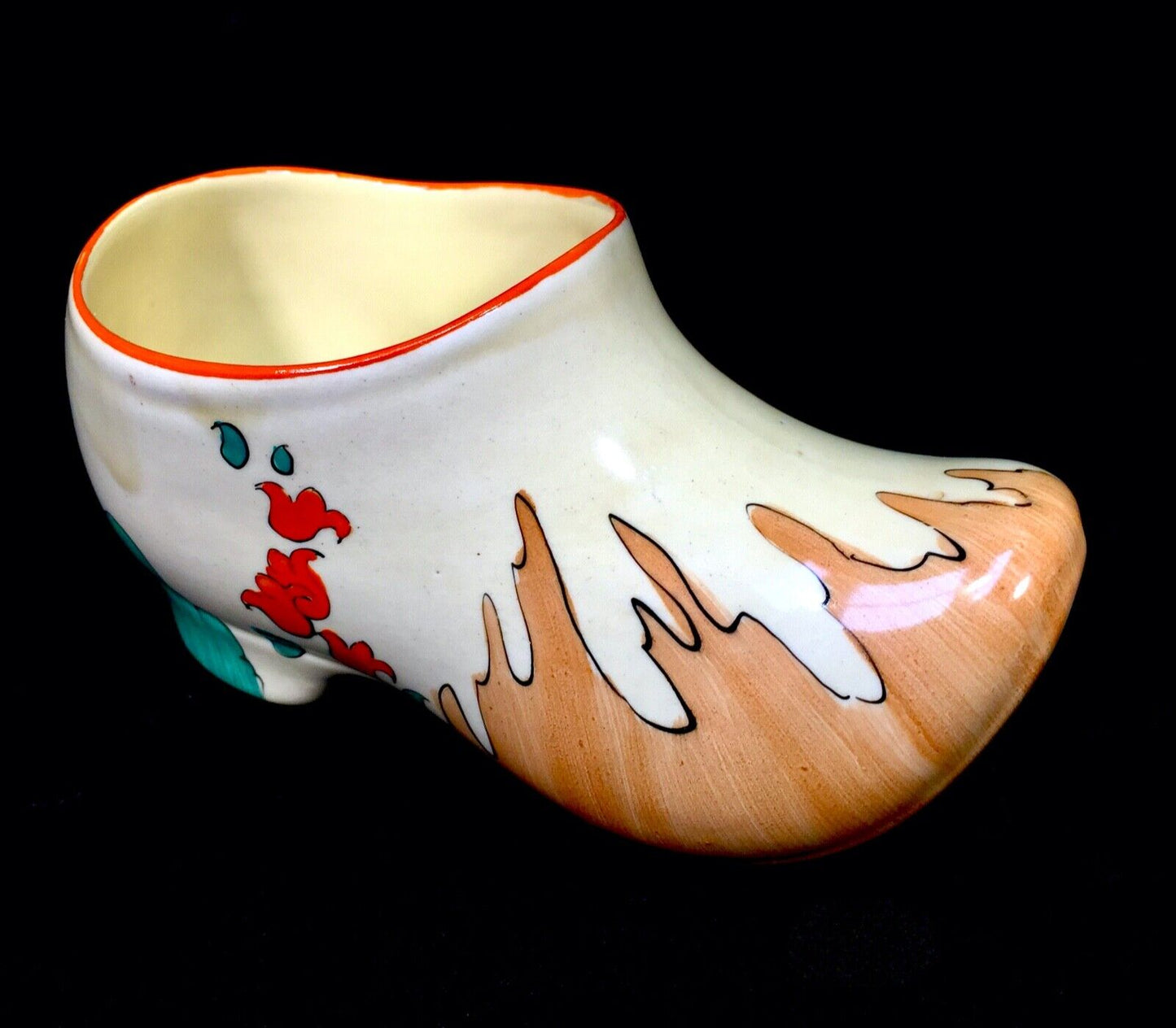 Antique Clarice Cliff - Red Roofs Large Sized Clog c.1932 / Art Deco Pottery