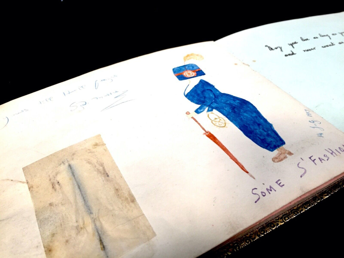 Antique 1920s Leather Bound Sketch Book / Artist / Art Album / Diary