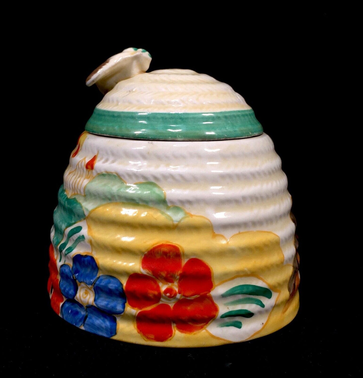 Antique Clarice Cliff - Green Alton Beehive Honey Pot c.1933 Pottery / Bizarre