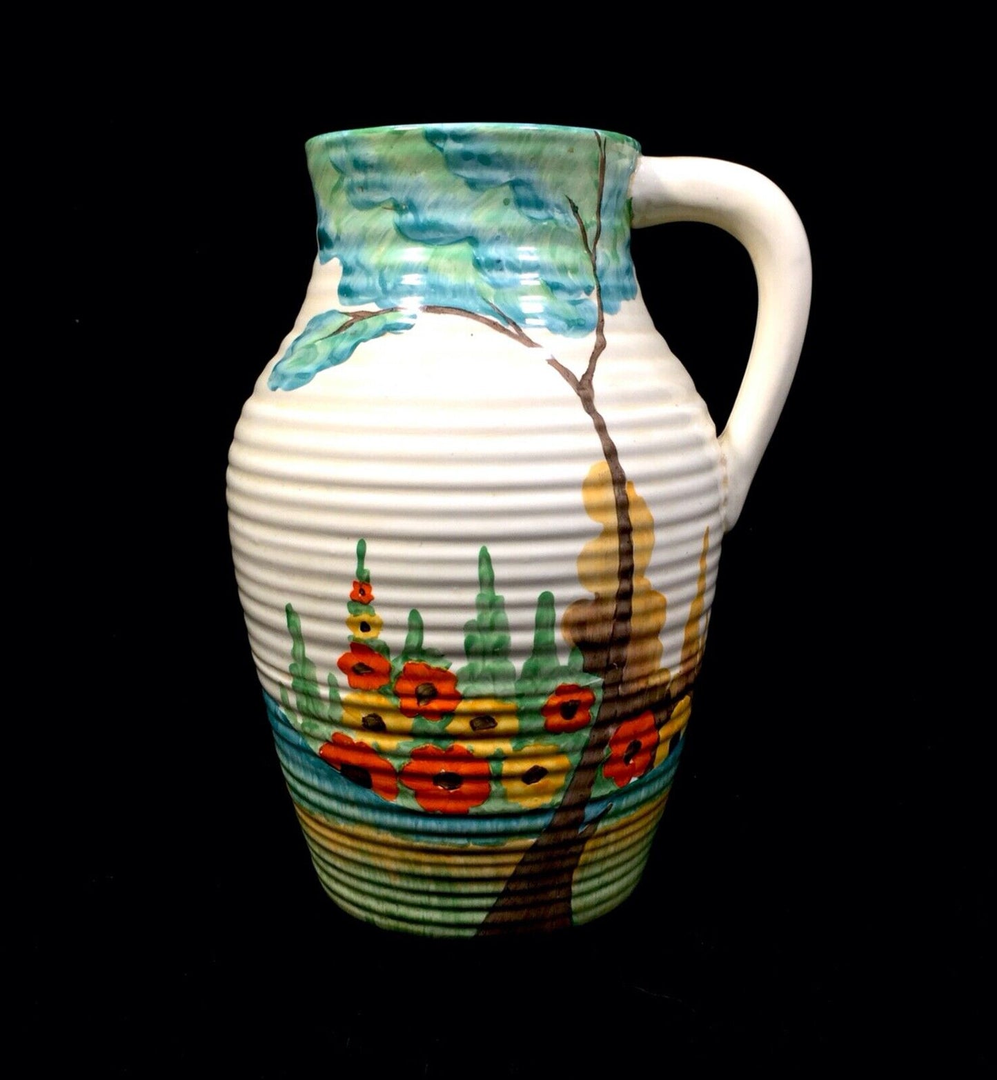 Antique Clarice Cliff Fragrance Lotus Jug Large / c1935 Art Deco Pottery Bizarre