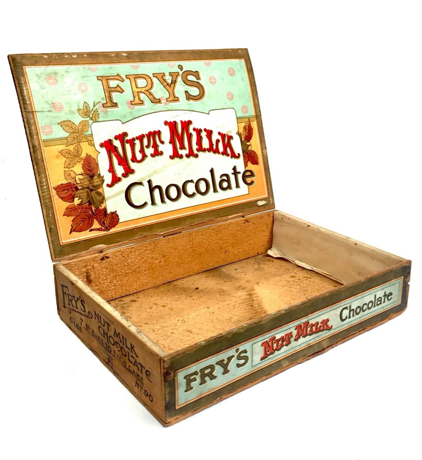 Antique Advertising - Fry's Nut Milk Chocolate Wooden Shop Display Box / Crate