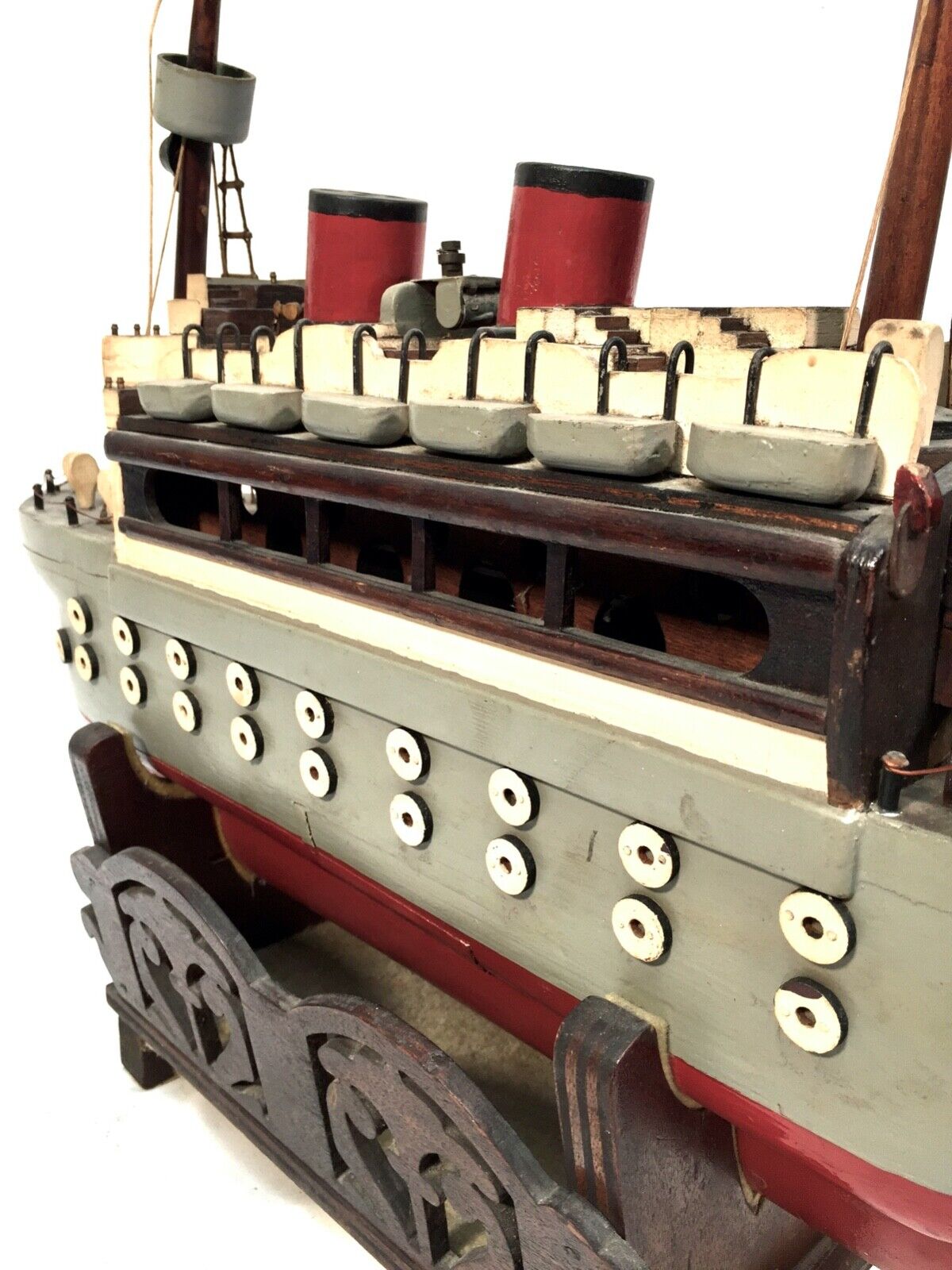 Antique 1951 Festival of Britain Scratch Built Model of a Ship on Display Stand