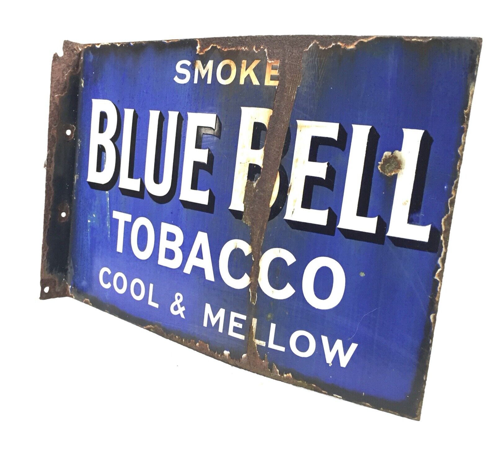 tobacco bell Antique Advertising Early 20th Century Double Side Blue Bell Tobacco Enamel Sign tobacco bell Antique Advertising Early 20th Century Double Side Blue Bell Tobacco Enamel Sign