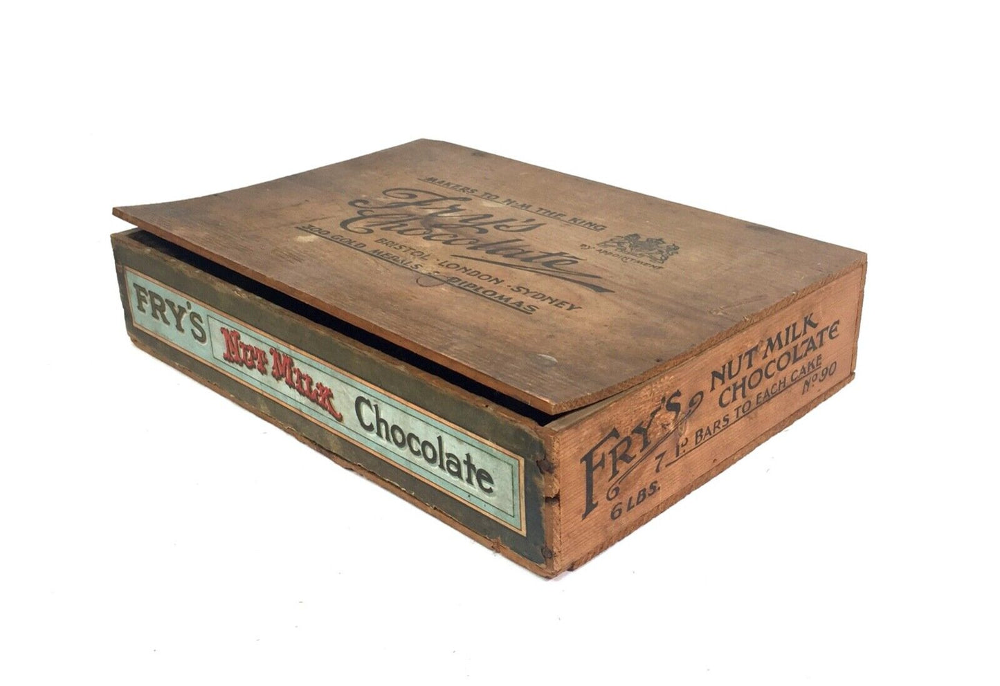 Antique Advertising - Fry's Nut Milk Chocolate Wooden Shop Display Box / Crate