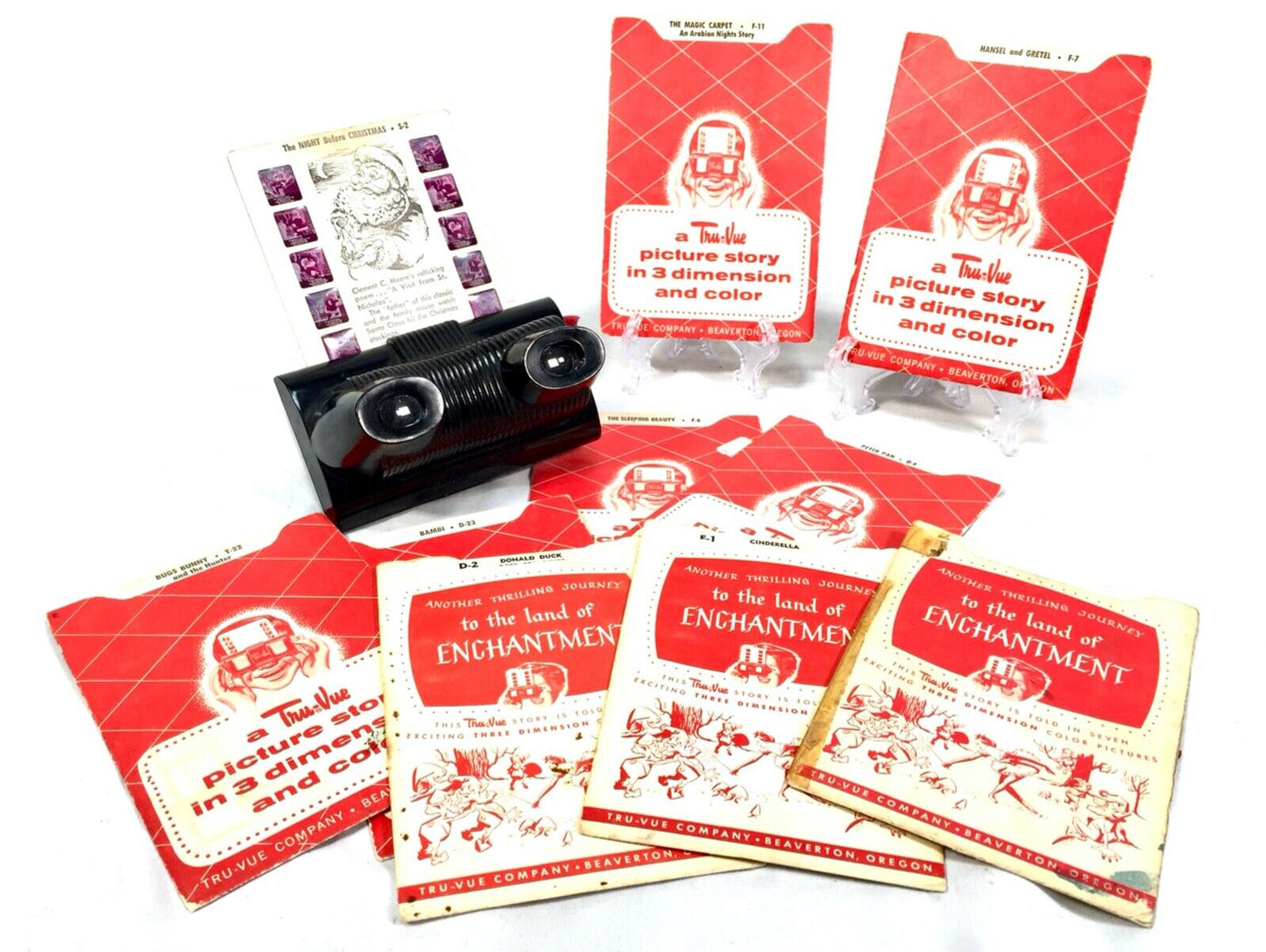 Antique Handheld Tru-vue Set / Stereo Viewer & Disney 3D Slide Card Job Lot