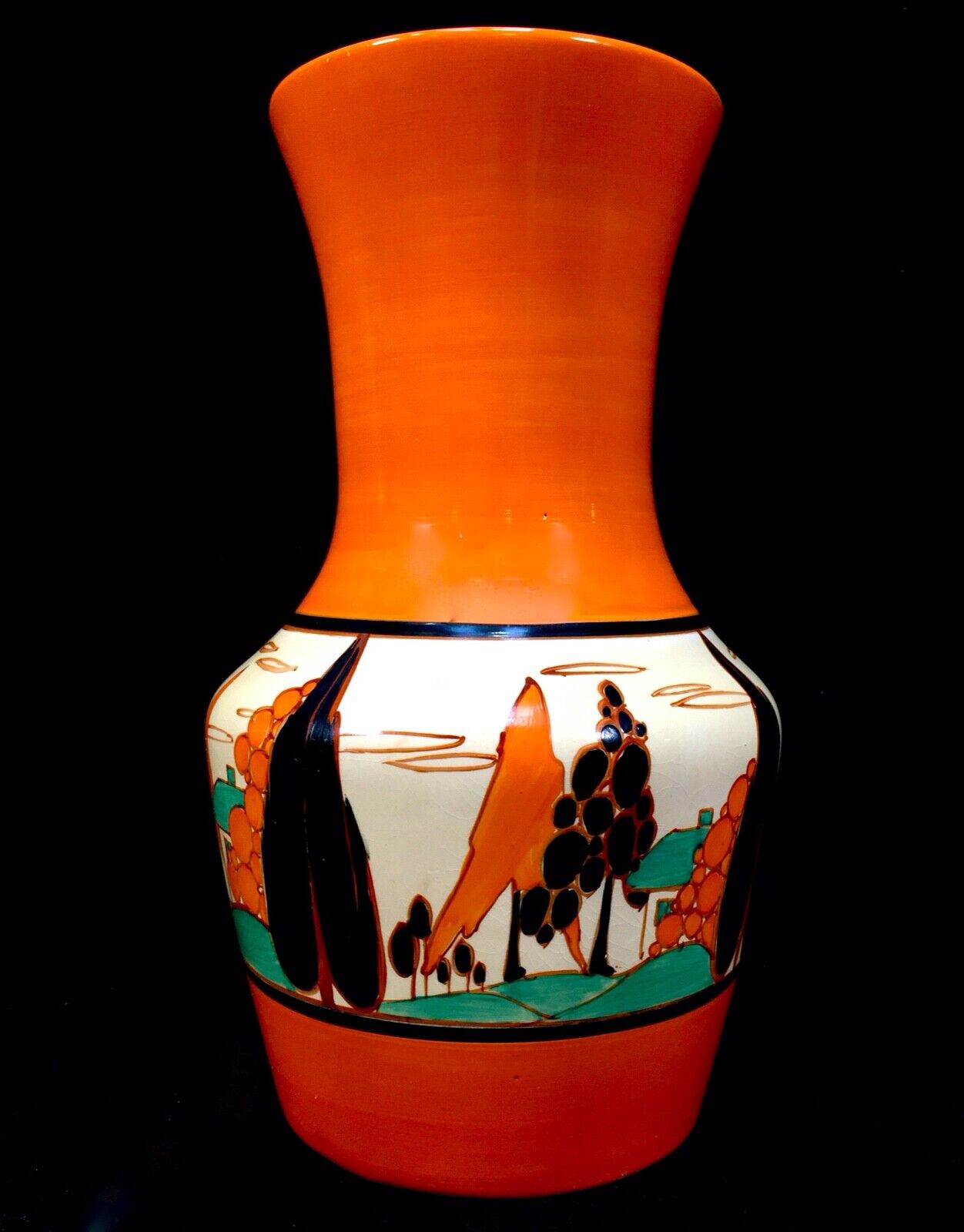 Antique Clarice Cliff Orange Trees & House 386 Large Vase Pottery Bizarre c.1931