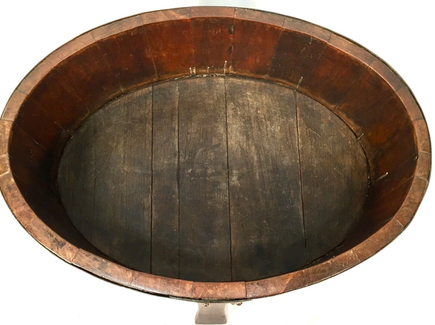 Antique Large Teak Wooden Planter with Copper Banding by Champion & Co London