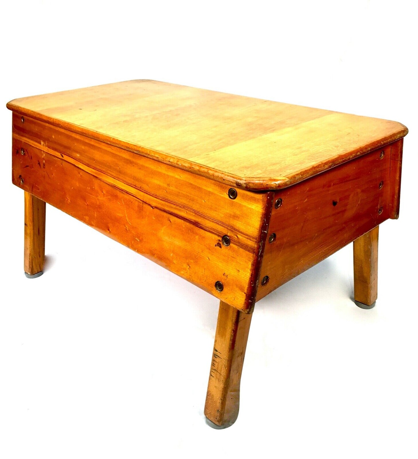 Antique Mid 20th Century Gymnastic Gym Vault Coffee Table Retro Furniture c.1950