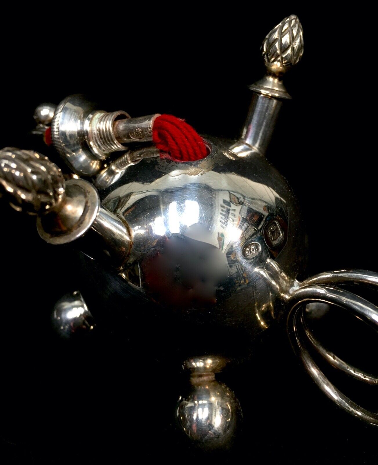 Antique Victorian Sterling Silver Tabletop Cigar Lighter Lamp / London 1898