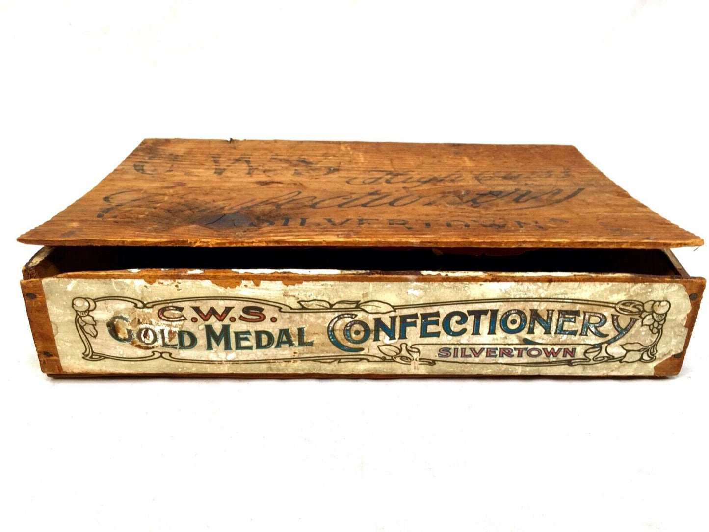 Antique Advertising - CWS Crumpsall Biscuit Works Wooden Shop Display Box Crate