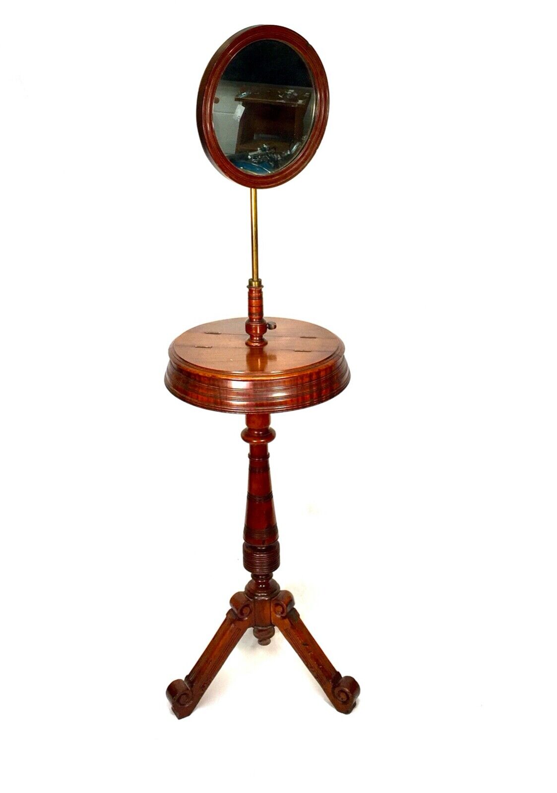 Antique Victorian Mahogany Adjustable Gents Shaving Stand / Makeup Mirror