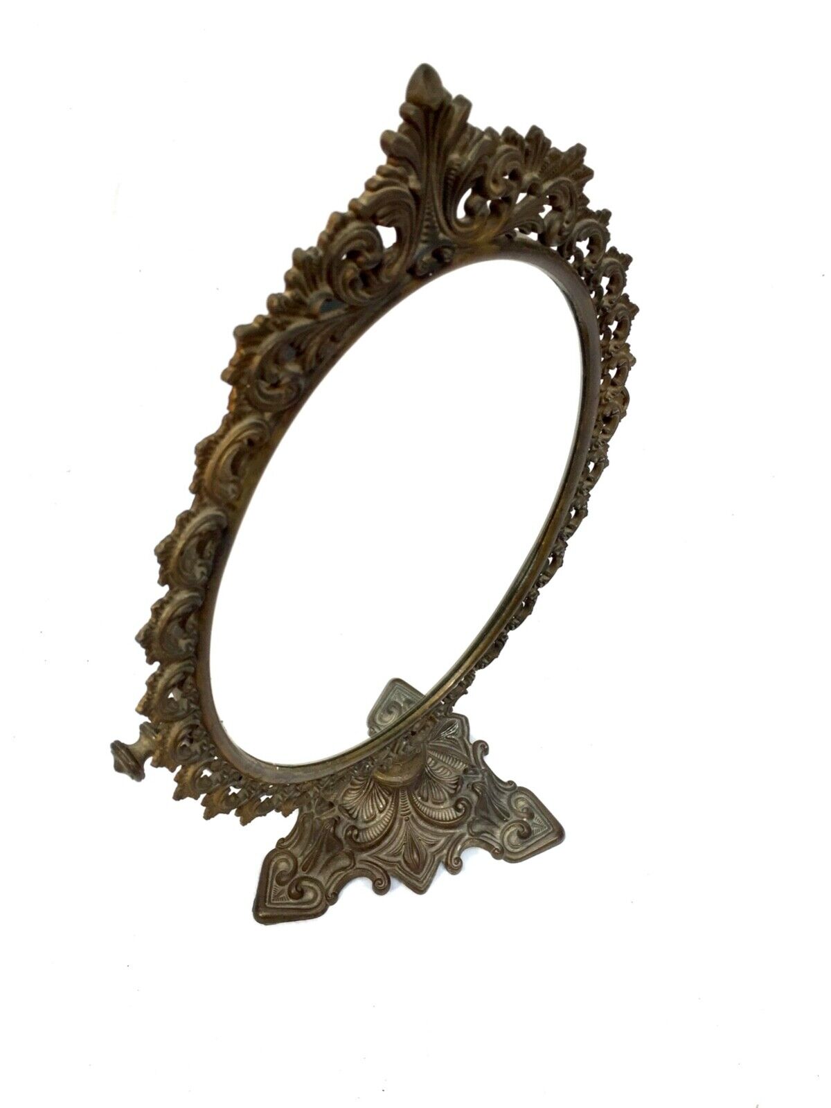 Antique French Cast Metal Tabletop Mirror / Dressing Table / c.1900 / Gilded