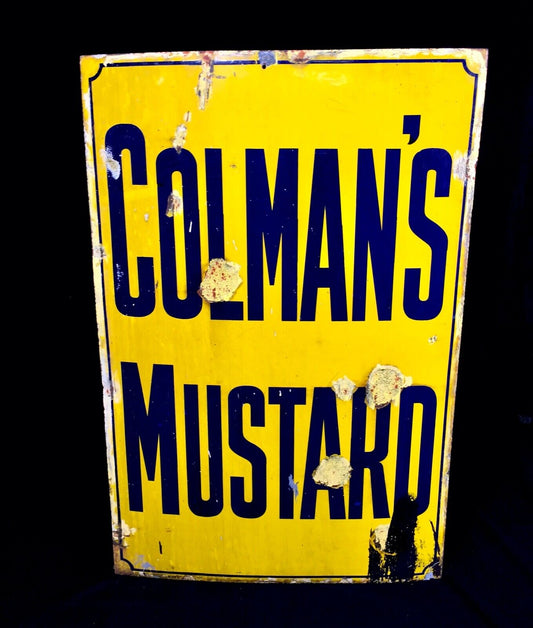 Antique Advertising - 1930's Large Sized Colman's Mustard Enamel Sign