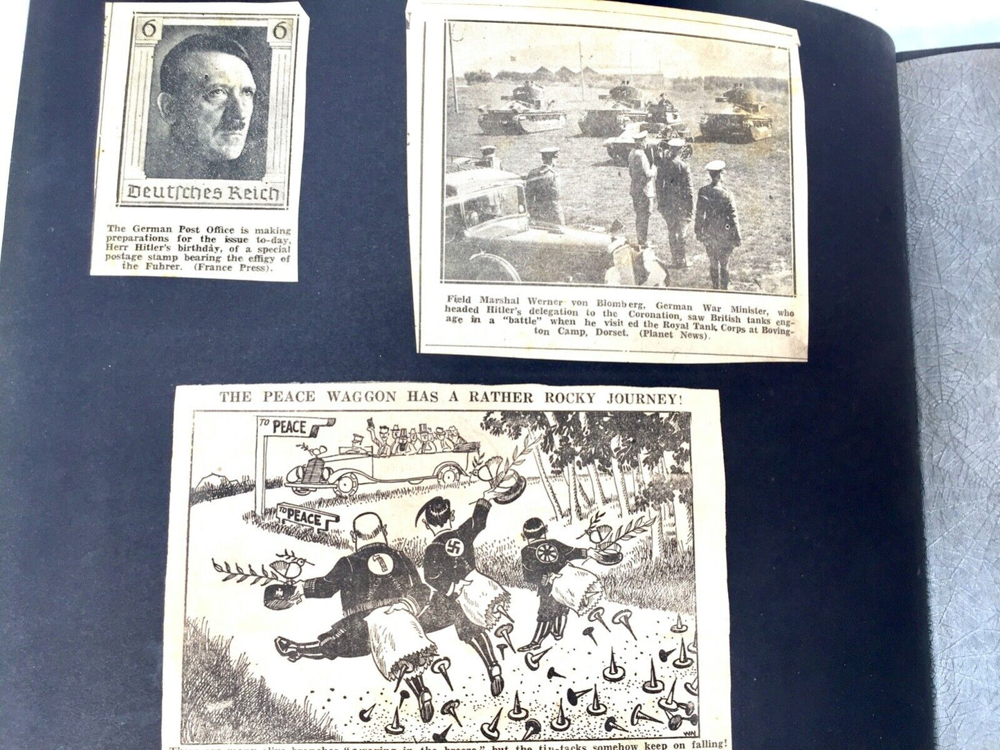 Antique Album Sketch Book With WW2 Second World War Newspaper Cuttings c.1940