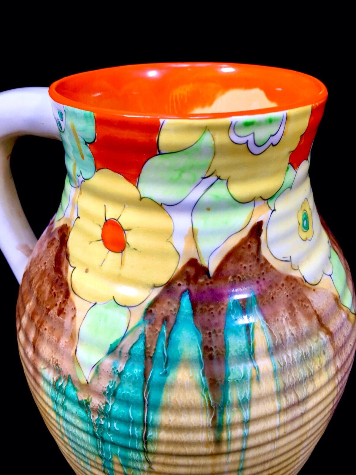 Antique Clarice Cliff - Jonquil Lotus Jug / Large / Art Deco Pottery / Bizarre